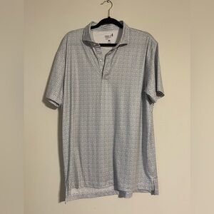 johnnie-O Green, Pink and White Geometric Polo Shirt